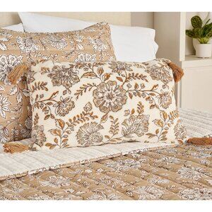 NWOT Home Reflections Harvest Printed 14"x22" Dec Pillow Camel Brown Tasseled